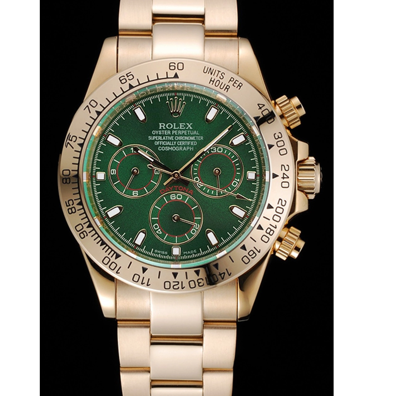 MiroTime 0813 Rolex Cosmograph Daytona Green Dial Gold Case And Bracelet 1454244